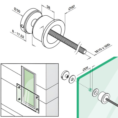 Glass Adapter for Frameless Juliette Balcony